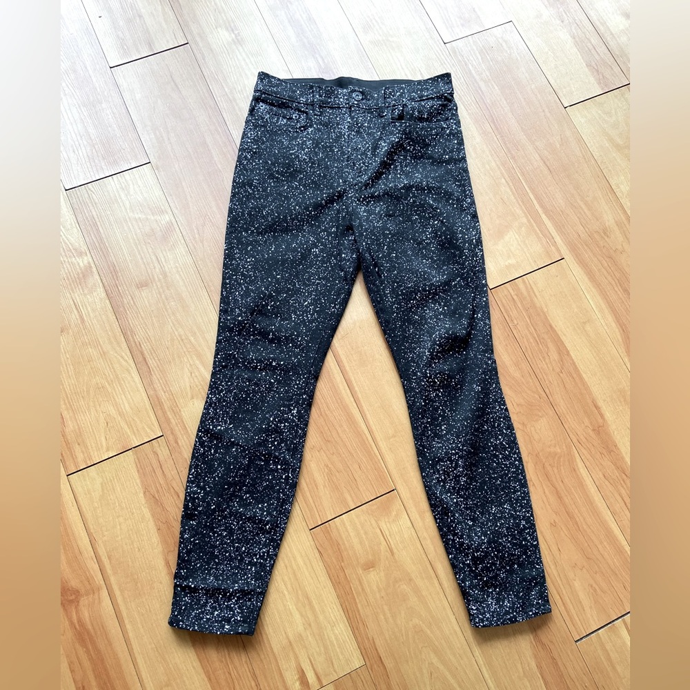 Proenza Schouler PS-J3 High-Wasted Skinny Jean Black w/ White paint splatter 28